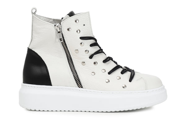 CafèNoir Donna Ginnica tronchetto pelle allacciata FDE122 Panna