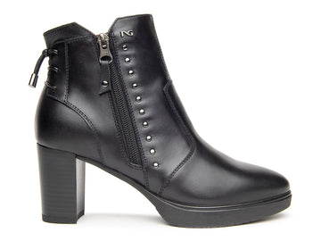 Nero Giardini tronchetti donna in pelle nera