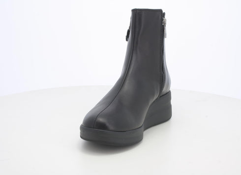 Melluso donna stivaletti zeppa con zip in pelle