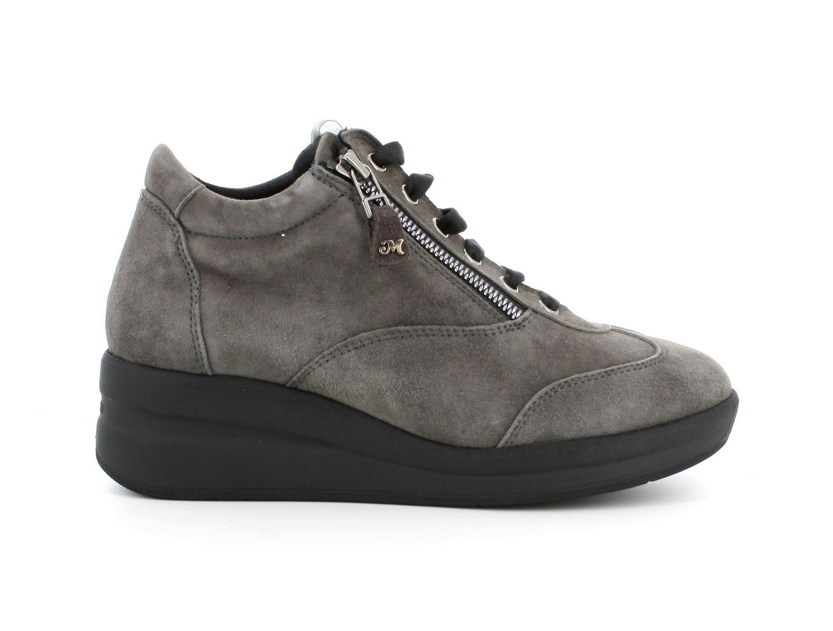 Scarpe Donna Melluso In Camoscio Beige Con Zeppa E Lacci Stampati - Comode E Alla Moda