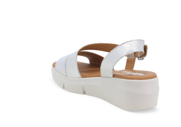 Melluso Comfort Wedge Sandals Metallic Leather Upper