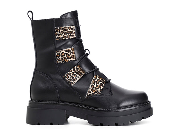 CafèNoir anfibi donna stringati tomaia pelle nera C1EC1030-N001