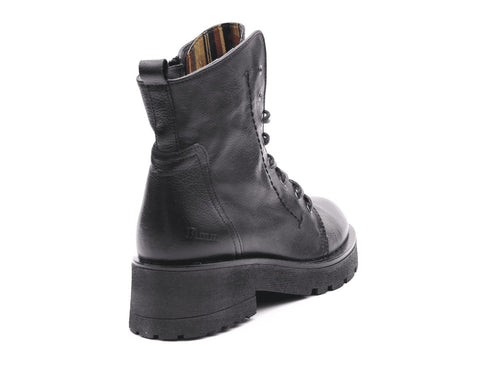 Felmini anfibi con lacci e zip tomaia pelle