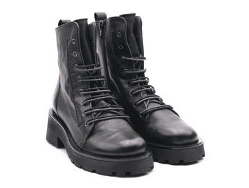 Felmini combat boots with laces and zip leather upper