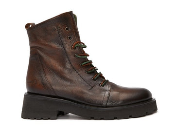 Felmini anfibi con stringhe suola carrarmato marrone cognac D199