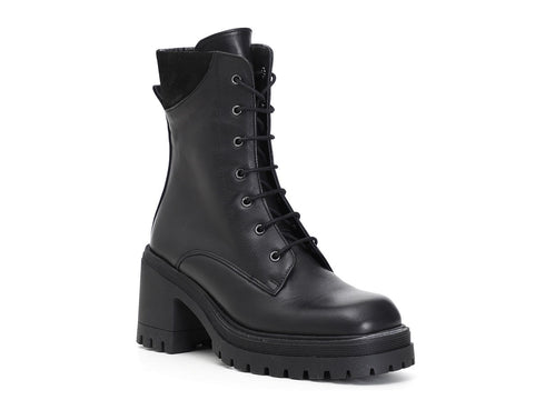 CafèNoir high heel zip combat boots leather upper