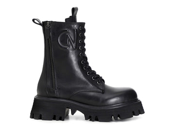CafèNoir anfibi stringati con 2 zip tomaia pelle nera C1FC1315-N001