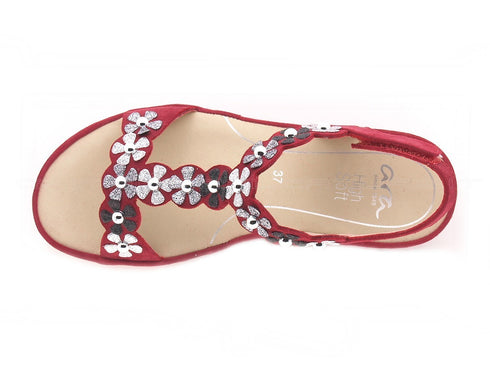 Ara sandalo capri con zeppa media donna rosso