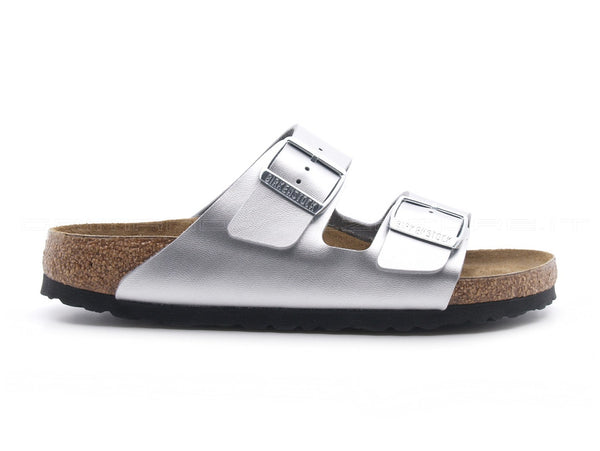 Birkenstock Arizona donna ciabatte 2 fibbie silver argento metallizzato 1012283