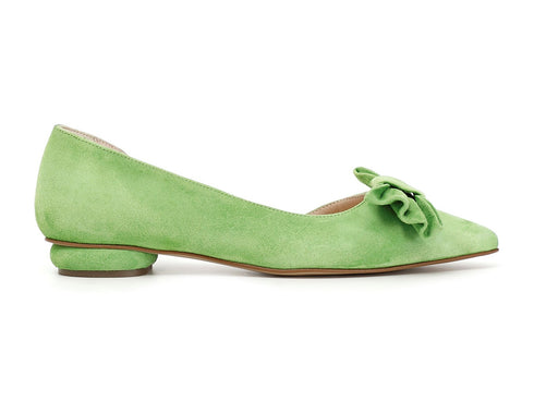 CafèNoir ballerina asimmetrica con fiocco in camoscio verde C1ED5220-G001