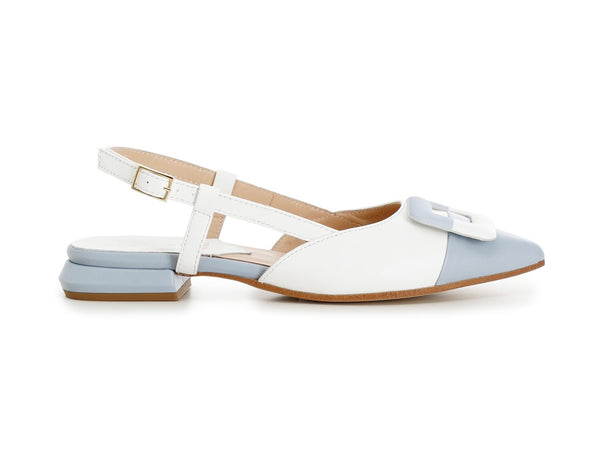 CafèNoir Ballerine Slingback con Accessorio bicolore Pelle bianco azzurro C1ED4340-W069
