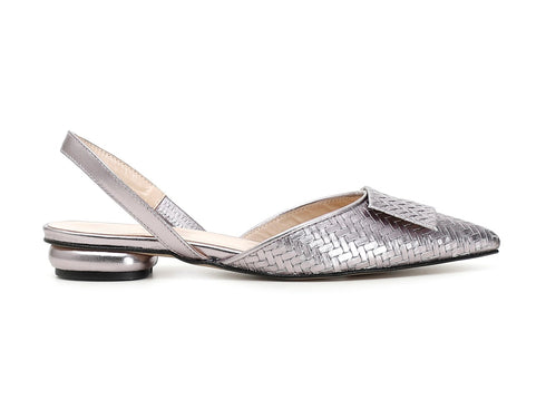 CafèNoir ballerine slingback in pelle intrecciata argento C1ED2210-X002