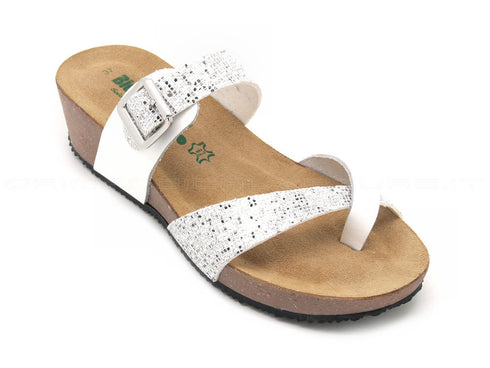 Bionatura ciabatte infradito con glitter donna bianco