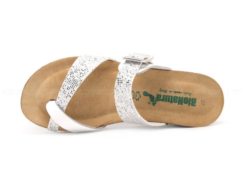 Bionatura ciabatte infradito con glitter donna bianco