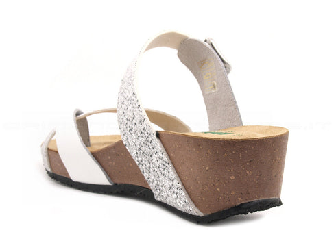 Bionatura ciabatte infradito con glitter donna bianco