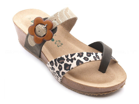 Bionatura ciabatte infradito animalier donna marrone