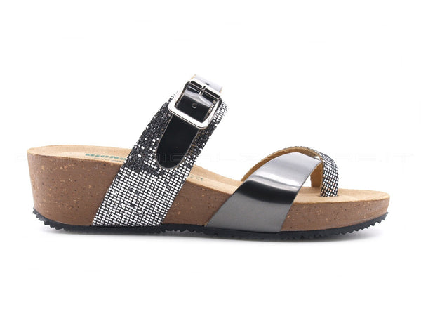 Bionatura ciabatte infradito zeppa donna argento