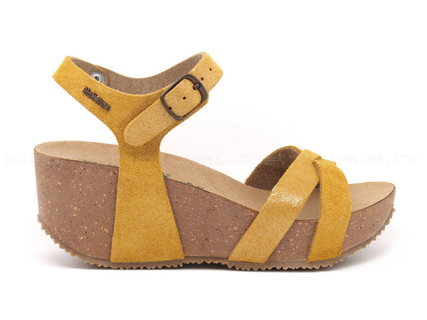 Bionatura sandali fregene zeppa donna ocra