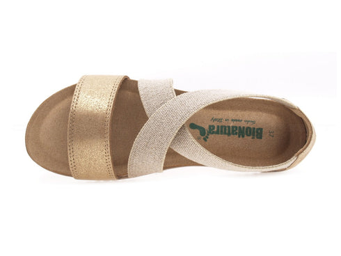 Bionatura sandalo 2 fascie incrociate donna oro