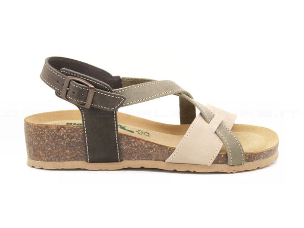 Bionatura sandali zeppa media donna beige