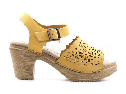 Bionatura sandali tacco made in italy donna giallo
