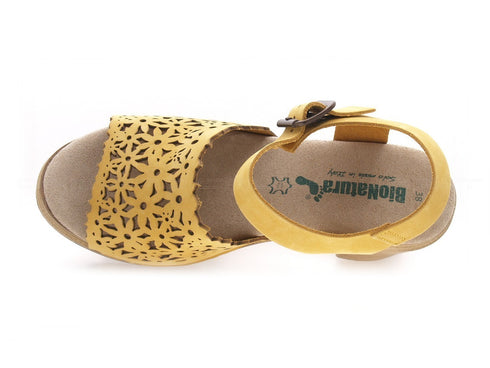 Bionatura sandali tacco made in italy donna giallo