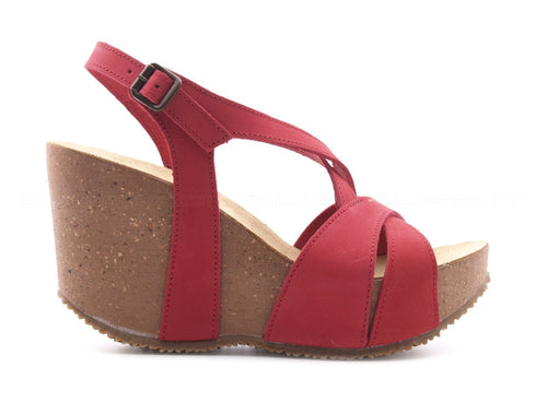 Bionatura sandali maratea zeppa alta donna corallo