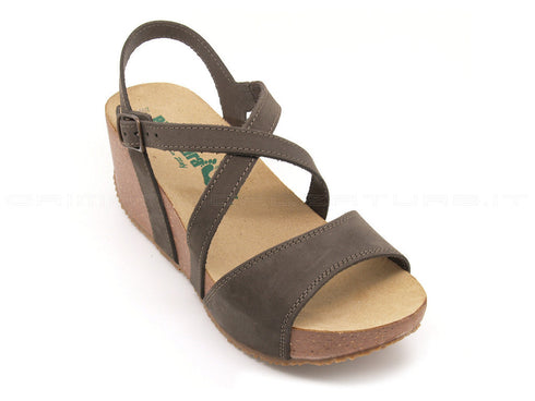 Bionatura sandali zeppa con cinturino donna testa_di_moro