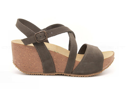 Bionatura sandali zeppa con cinturino donna testa_di_moro