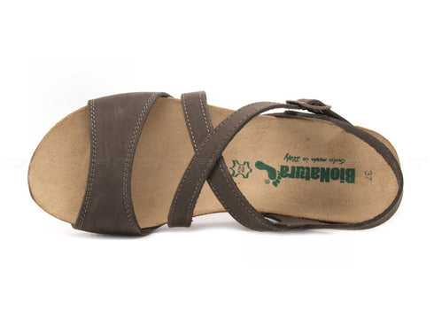 Bionatura sandali zeppa con cinturino donna testa_di_moro