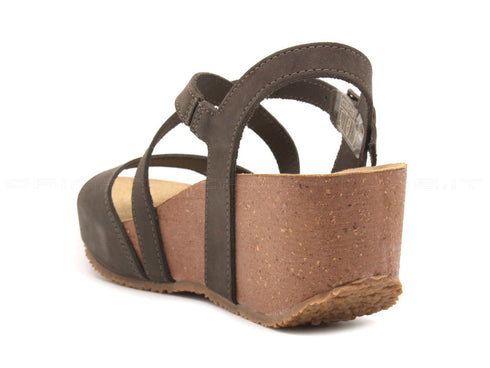 Bionatura sandali zeppa con cinturino donna testa_di_moro