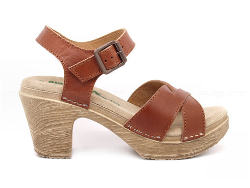 Bionatura sandalo con tacco donna cuoio