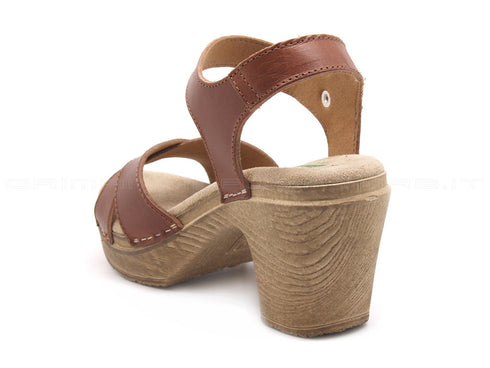 Bionatura sandalo con tacco donna cuoio