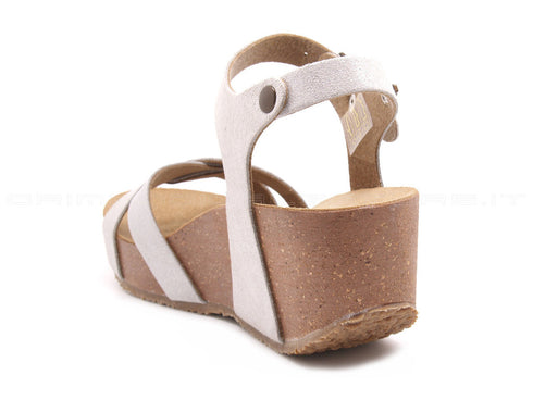 Bionatura sandalo fregene zeppa donna bianco