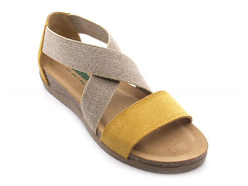 Bionatura sandali 2 fascie incrociate donna giallo