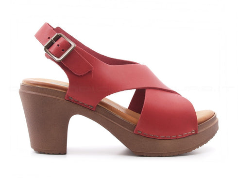 Bionatura sandali con tacco donna corallo