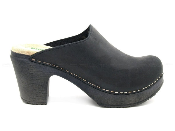 Bionatura zoccoli con tacco donna nero