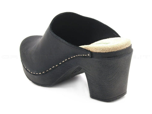 Bionatura zoccoli con tacco donna nero