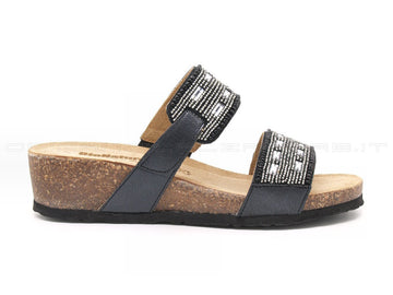 Bionatura ciabatte 2 fasce donna nero