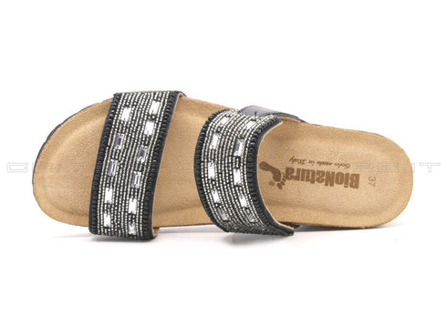 Bionatura ciabatte 2 fasce donna nero