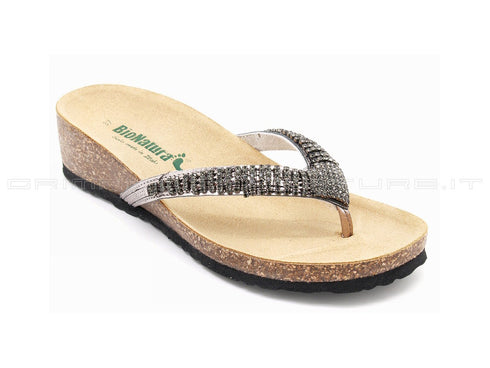 Bionatura ciabatte infradito donna argento