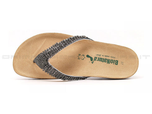 Bionatura ciabatte infradito donna argento