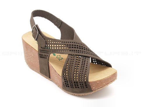 Bionatura sandali zeppa donna testa_di_moro