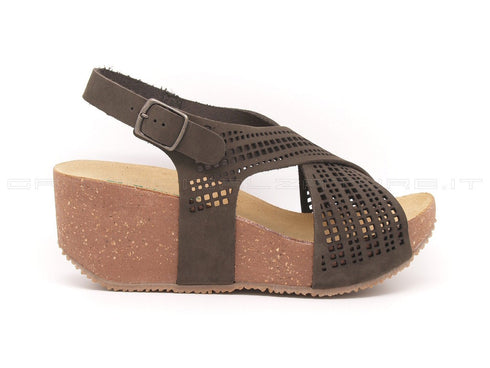 Bionatura sandali zeppa donna testa_di_moro