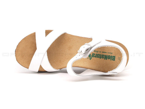 Bionatura sandali zeppa donna bianco