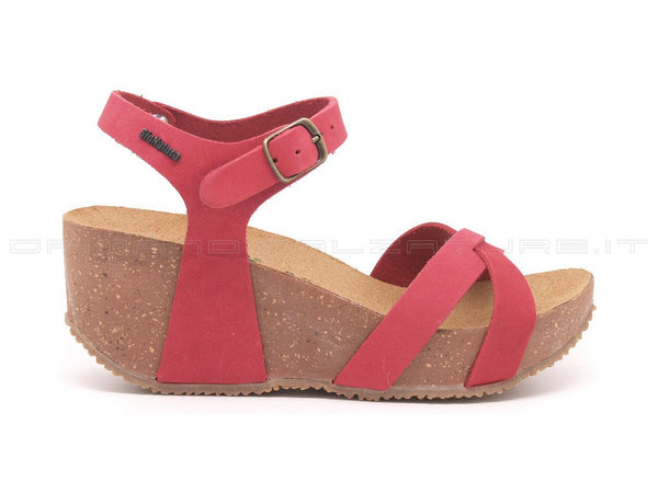 Bionatura sandali zeppa donna corallo