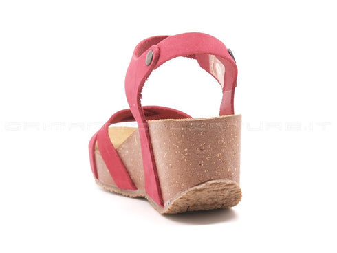 Bionatura sandali zeppa donna corallo