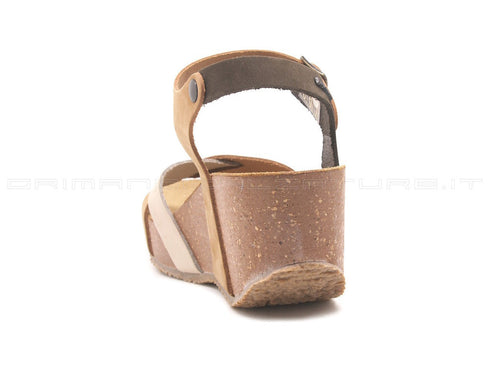 Bionatura sandali zeppa donna marrone
