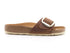 Birkenstock Madrid ciabatte pelle cognac big buckle oro