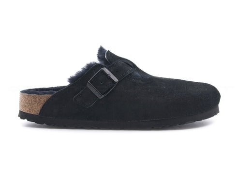 Birkenstock Boston punta chiusa shearling camoscio nero 0259883